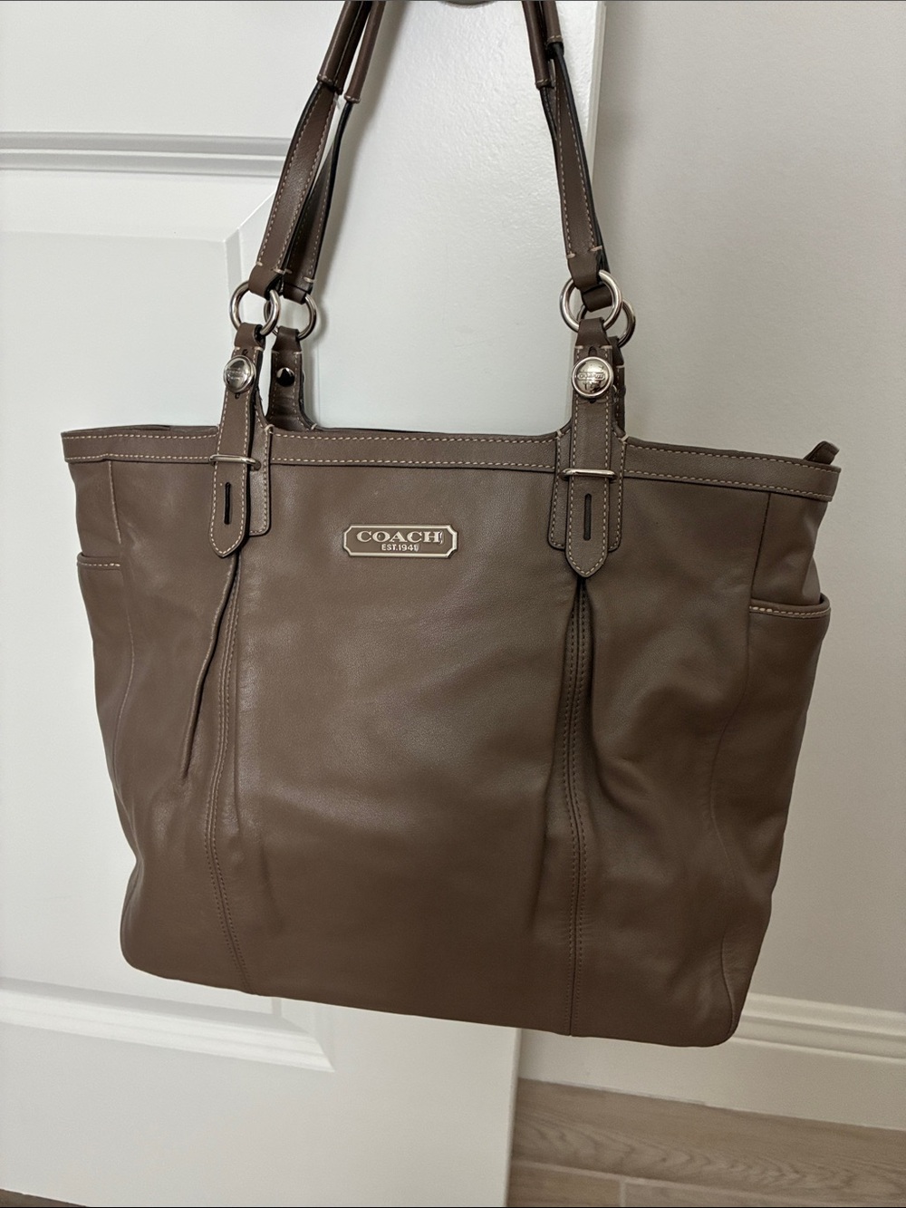 Coach Brown Leather Tote with Dual Shoulder Straps